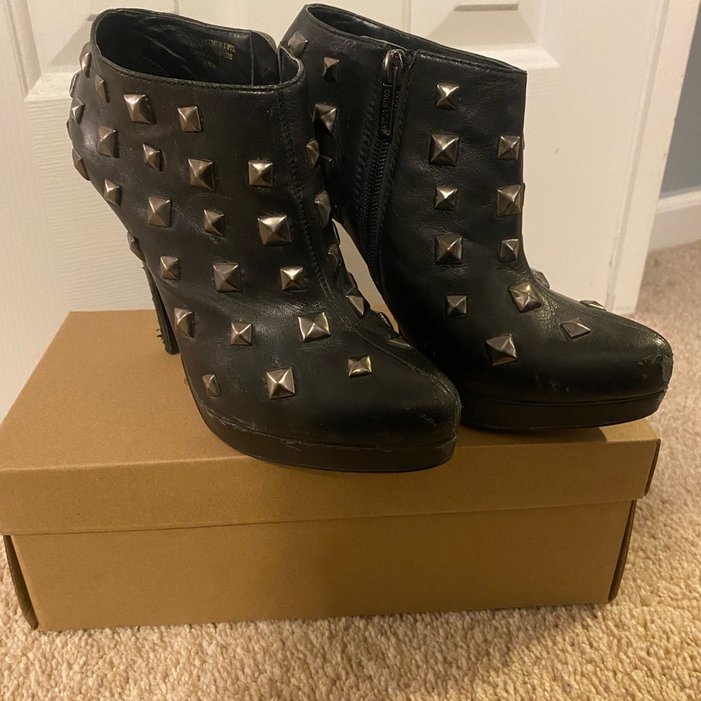 Studded platform booties